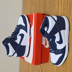 Nike Dunk High GS White Midnight Blue Size Women's 8.5/Youth 7 DB2179 104 New